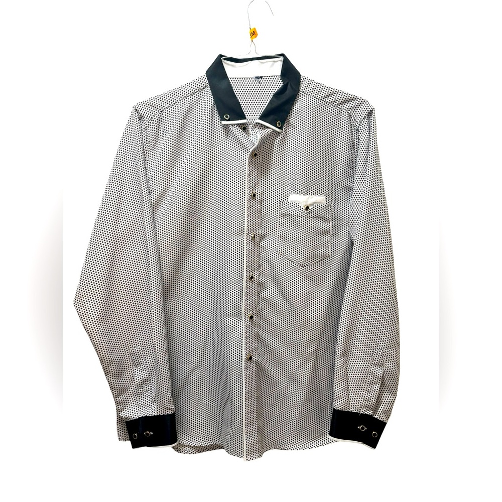 Men’s Fashion Shirt - Large - White with Black Dots